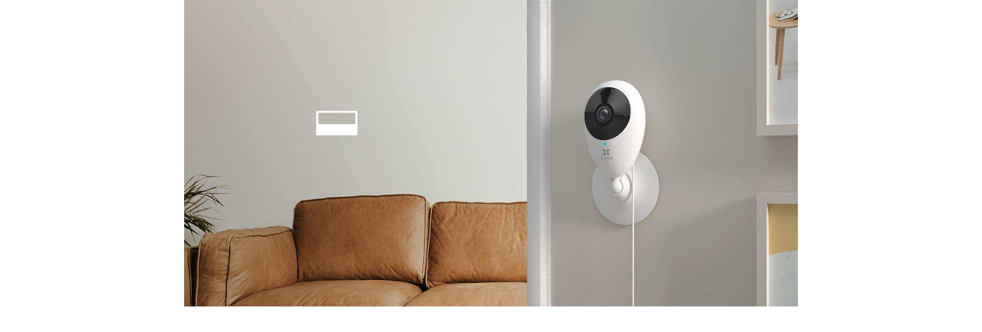 EZVIZ C2C 1080p indoor smart camera showing magnetic base mounting